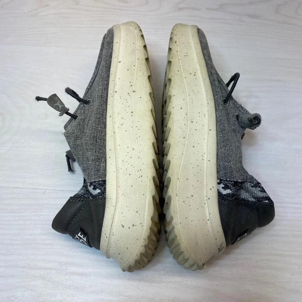 Hey Dude Womens W9 Wendy Peak Woven Platform Loafers Charcoal Grey Casual Shoes